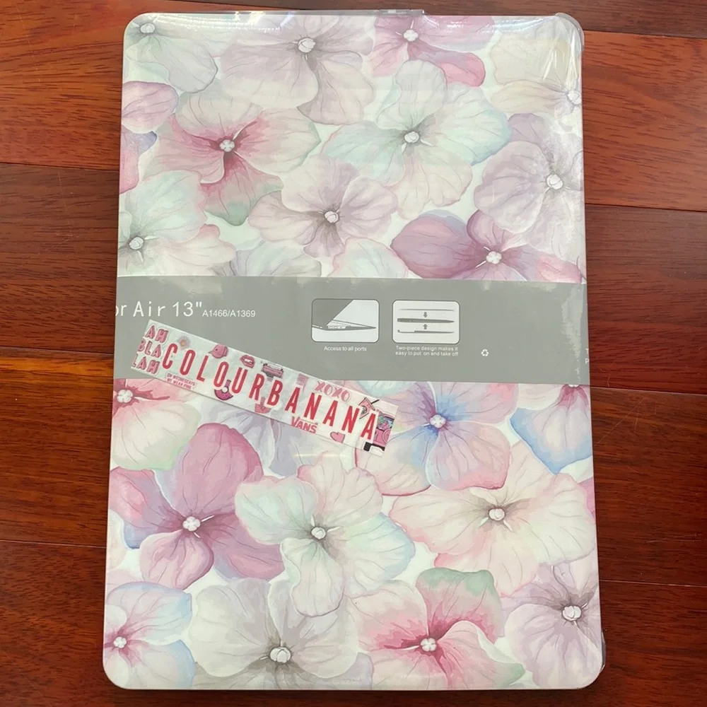 MacBook Air 13” Case - Pastel Blossom Flower & Keyboard Protector - Clear & Pink